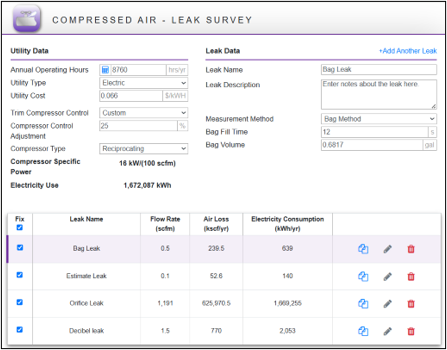 Improved compressed air leak calculator